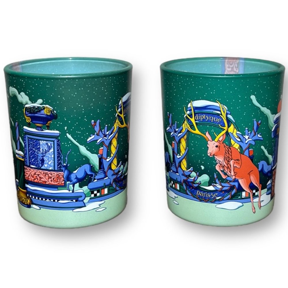 Diptyque Limited Edition Empty Candle Glass Jars 70g Sapin de Nuit set of 2